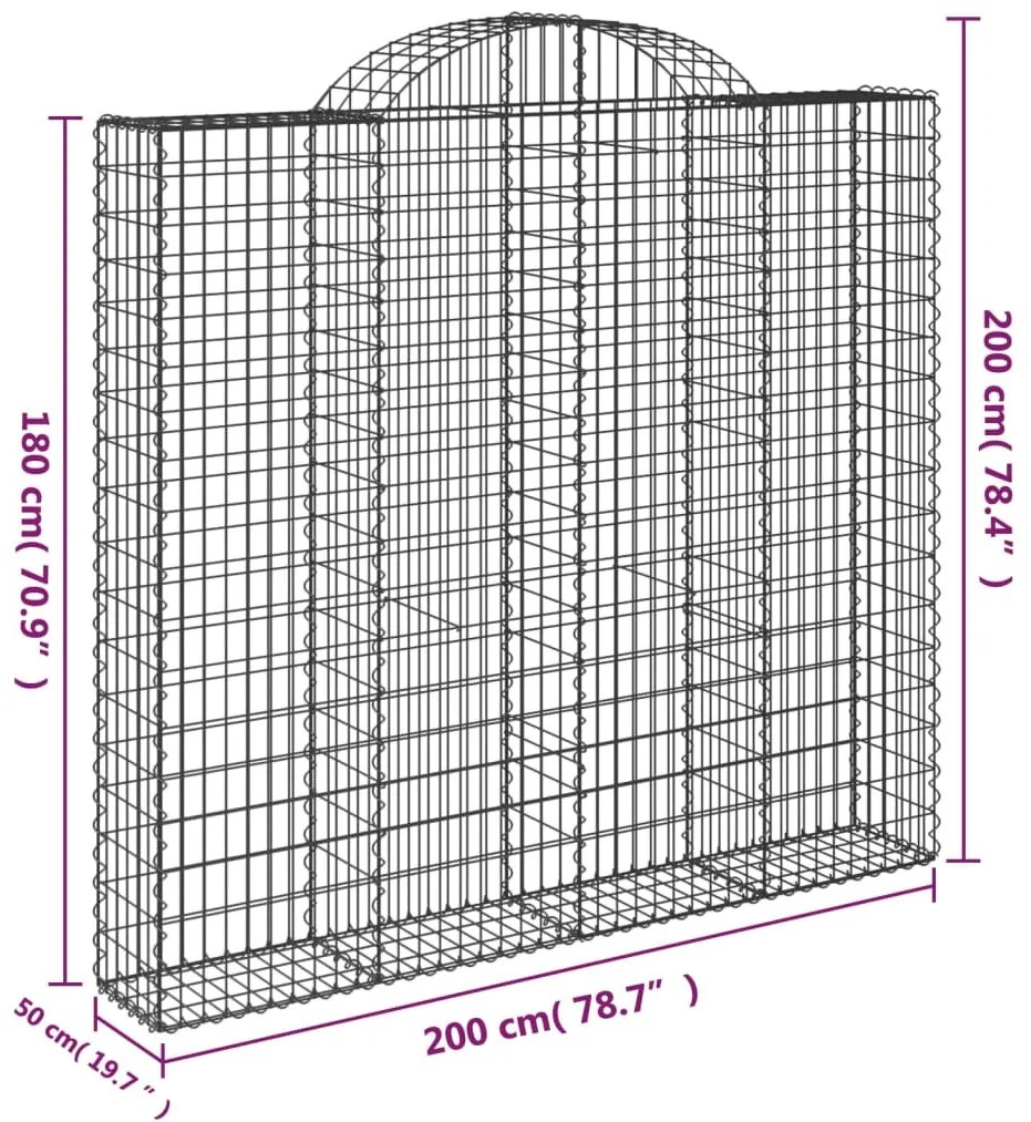 vidaXL 10 db íves horganyzott vas gabion kosár 200x50x180/200 cm