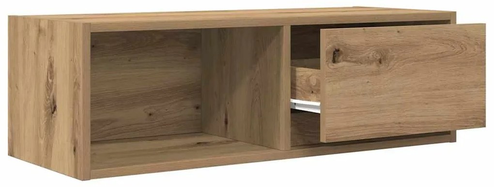 2 db kézműves tölgy színű szerelt fa TV-szekrény 80x31x25,5 cm