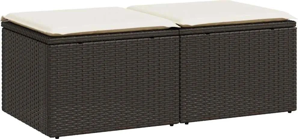 vidaXL 2 részes barna polyrattan akácfa kerti ülőgarnitúra párnákkal