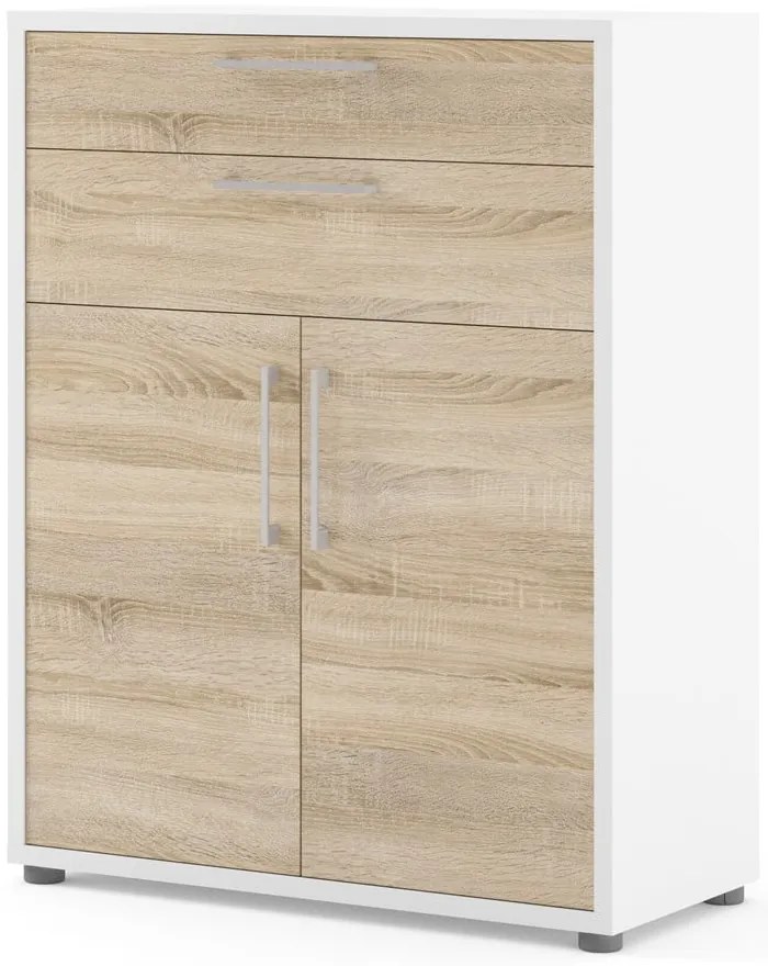 Fehér-natúr színű moduláris könyvespolc tölgyfa dekorral 89x113 cm Prima – Tvilum