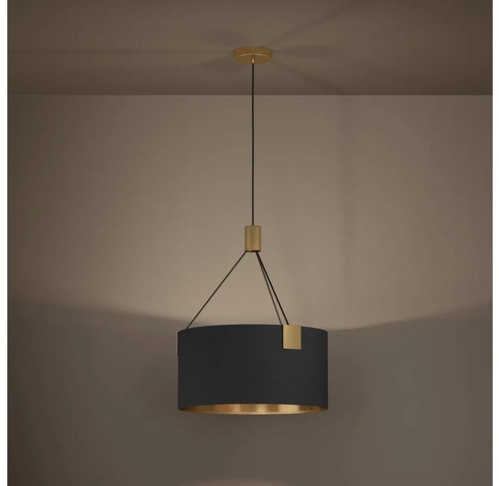 Eglo 39964 - Csillár zsinóron TORTOLA 3xE27/40W/230V fekete/arany