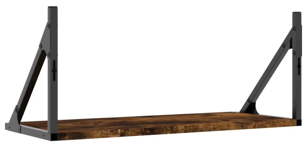 2 db füstös tölgy színű szerelt fa fali polc 60 x 25 x 25,5 cm
