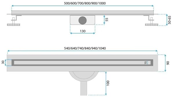 REA-G2714 - NEOX SLIM 70 cm zuhanyfolyóka, rozsdamentes acél/szálcsiszolt arany