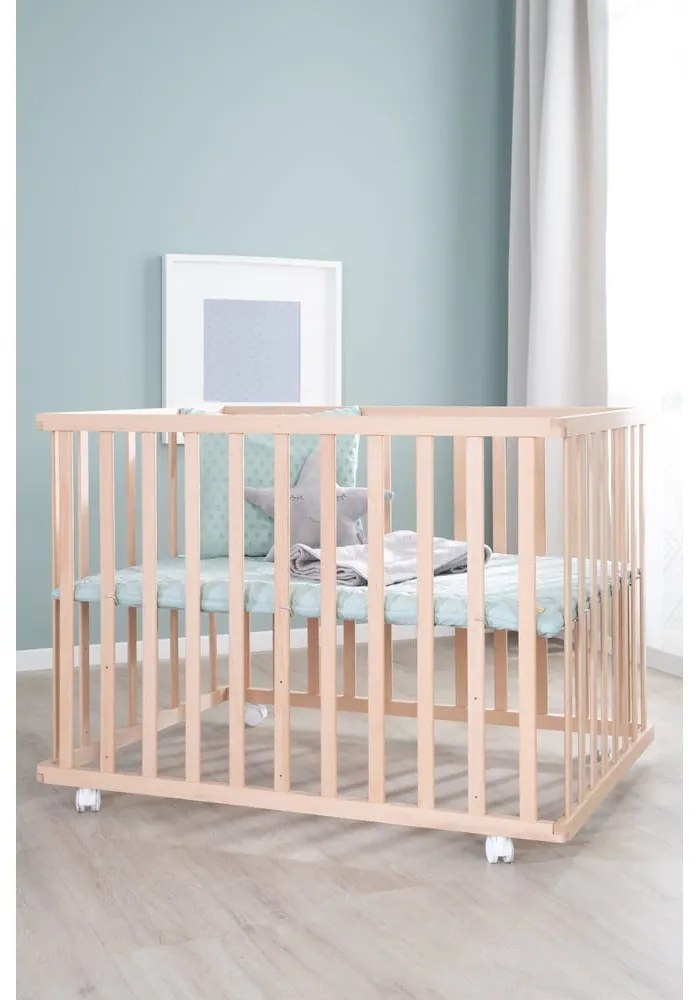 Natúr színű gurulós járóka állítható magassággal 75x100 cm Style – Roba