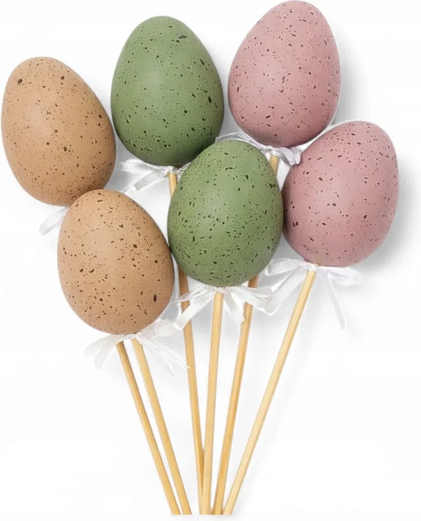 Pöttyös Tojás Húsvéti Tojás Barna Rózsaszín Boho húsvéti díszek 6db