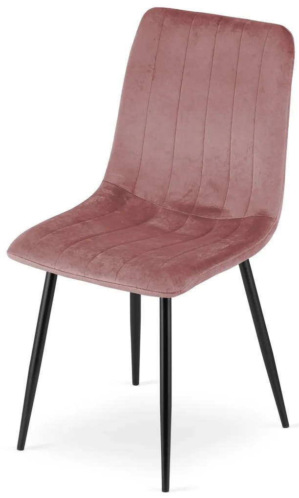 Rózsaszín bársonyszék LAVA fekete lábakkal