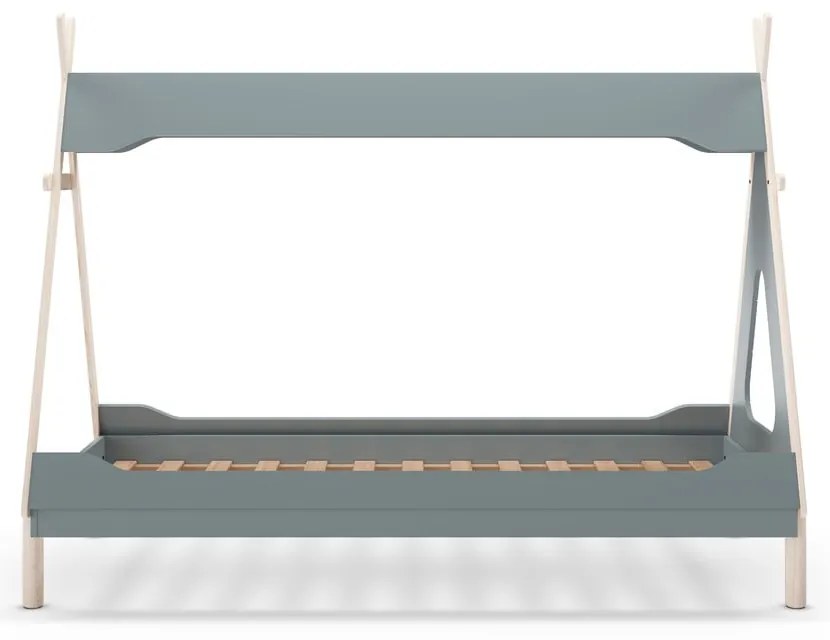 Petróleumkék házikó alakú borovi fenyő gyerekágy 90x190 cm Nora – Marckeric