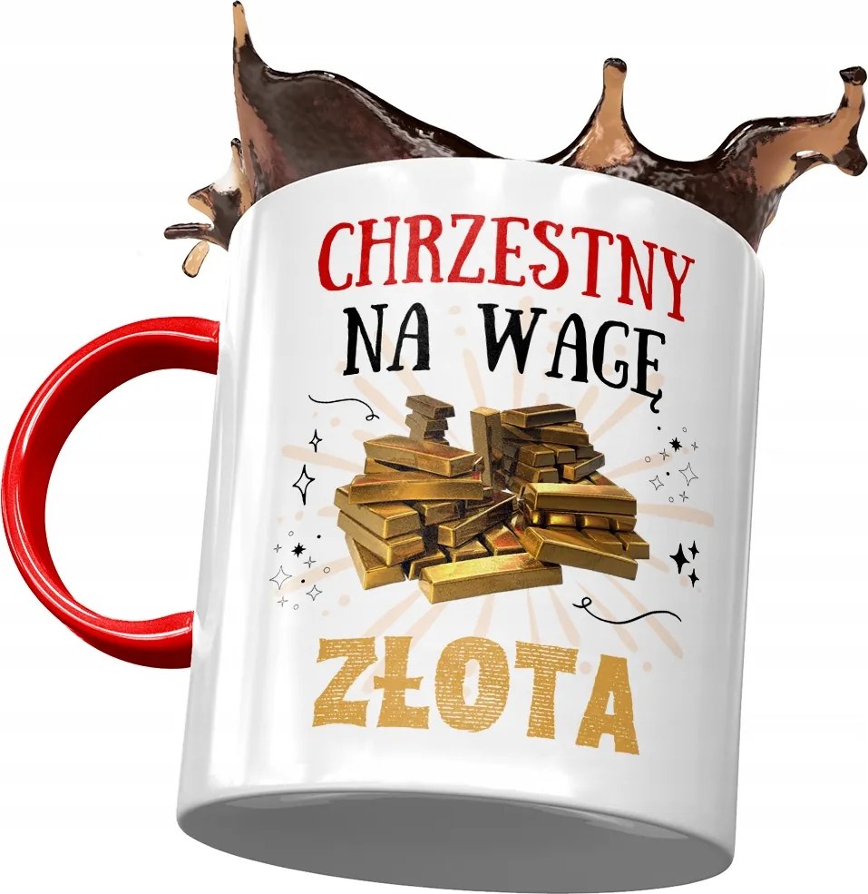 Piros Bögre Keresztelőre Születésnapra Ajándék Nyomtatott Fotóval