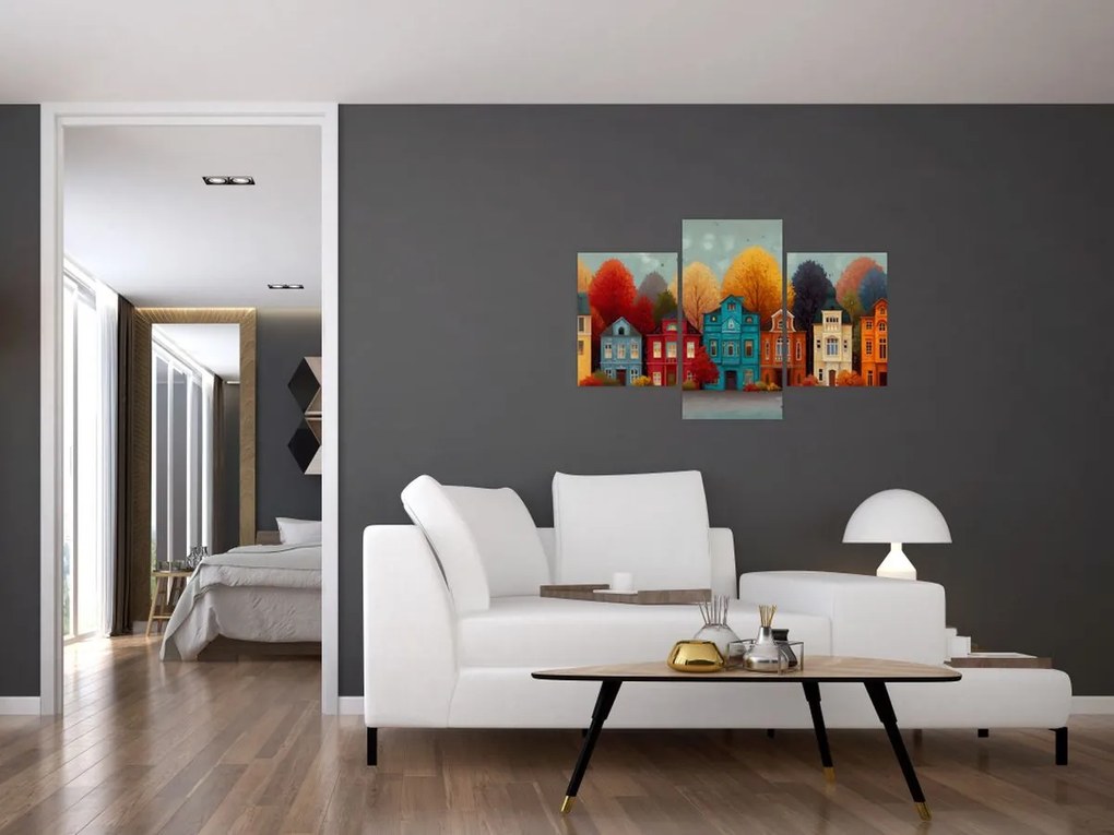 Kép - Festett őszi város (90x60 cm)