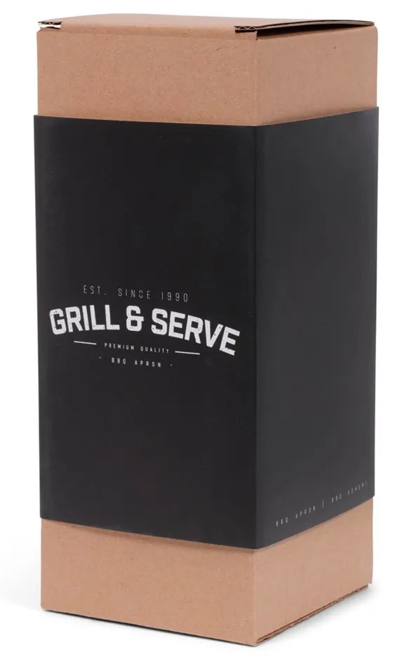 GRILL AND SERVE alacsony derék kötény ökobőr, fekete