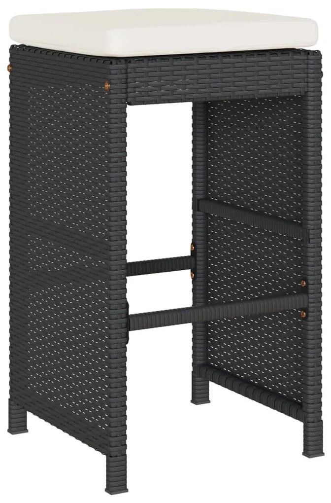 4 db fekete polyrattan kerti bárszék párnával