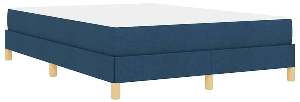 Boxrugós ágy Kék és Barna 160 x 200 cm Textil és mérnöki fa