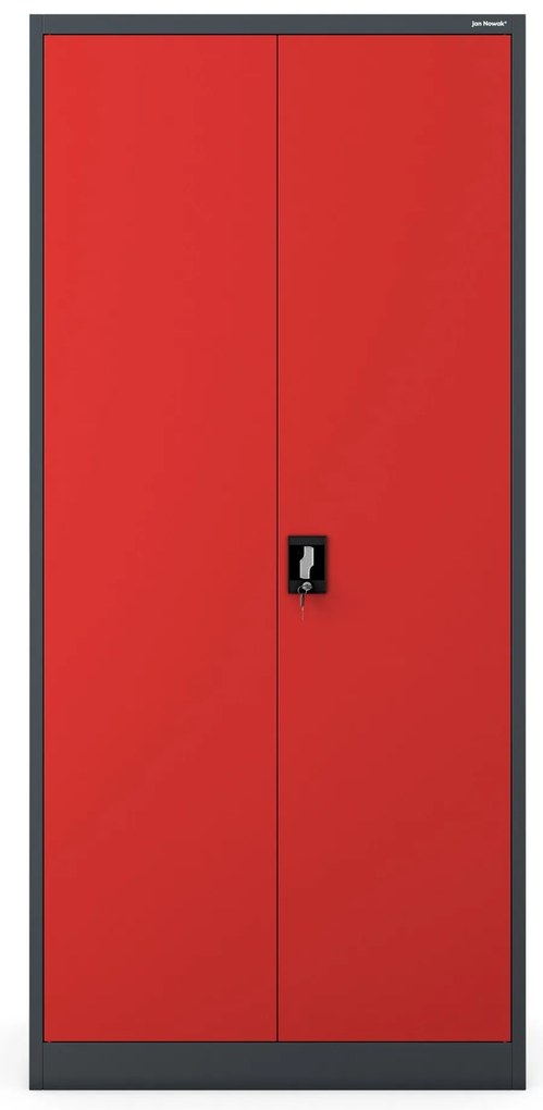 Fém iratszekrény JAN H, 900 x 1950 x 400 mm, antracit-piros