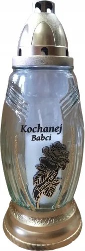 Arany színű üveg mécses „Kedves Nagymama” dedikálással 29cm