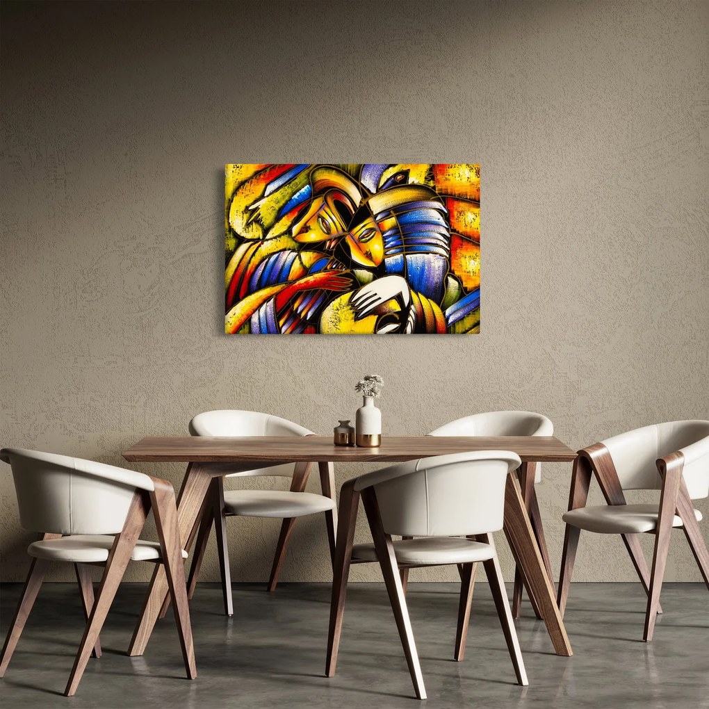 Kép - olajfestmény, szerelmesek (90x60 cm)
