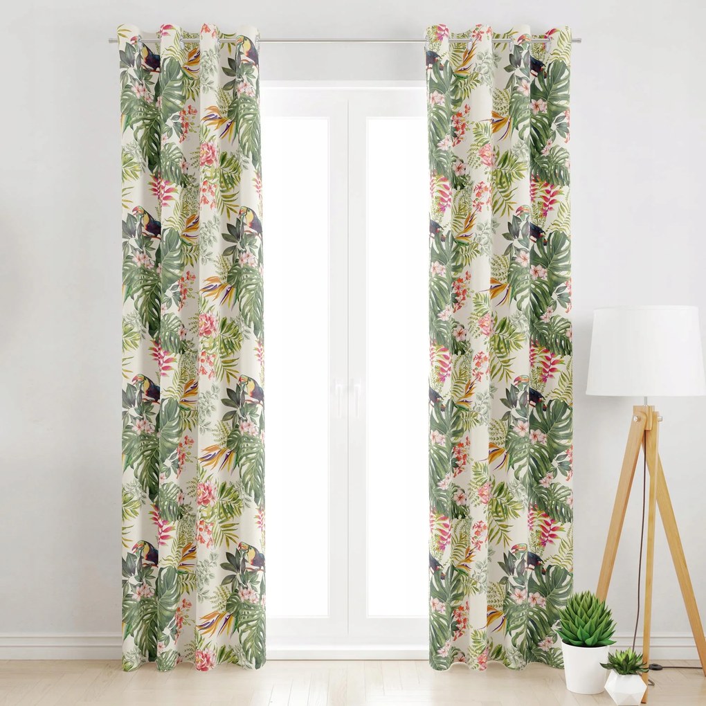 Függöny Átvezetőkkel Tukánok És Levelek 145x240