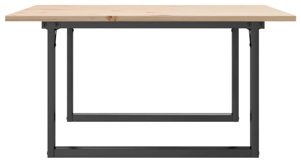 Tömör fenyőfa és acél dohányzóasztal O-vázzal 90x90x45 cm