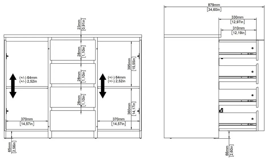 Natúr színű komód tölgyfa dekorral 121x91x50 cm Naia – Tvilum