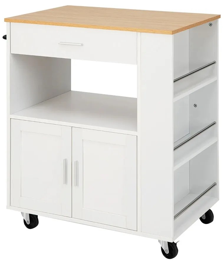 Gurulós tálalókocsi oldalán 3 fűszertartóval