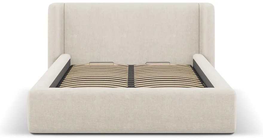 Krémszínű kárpitozott ágyneműtartós franciaágy ágyráccsal 200x200 cm Jason – Windsor & Co Sofas