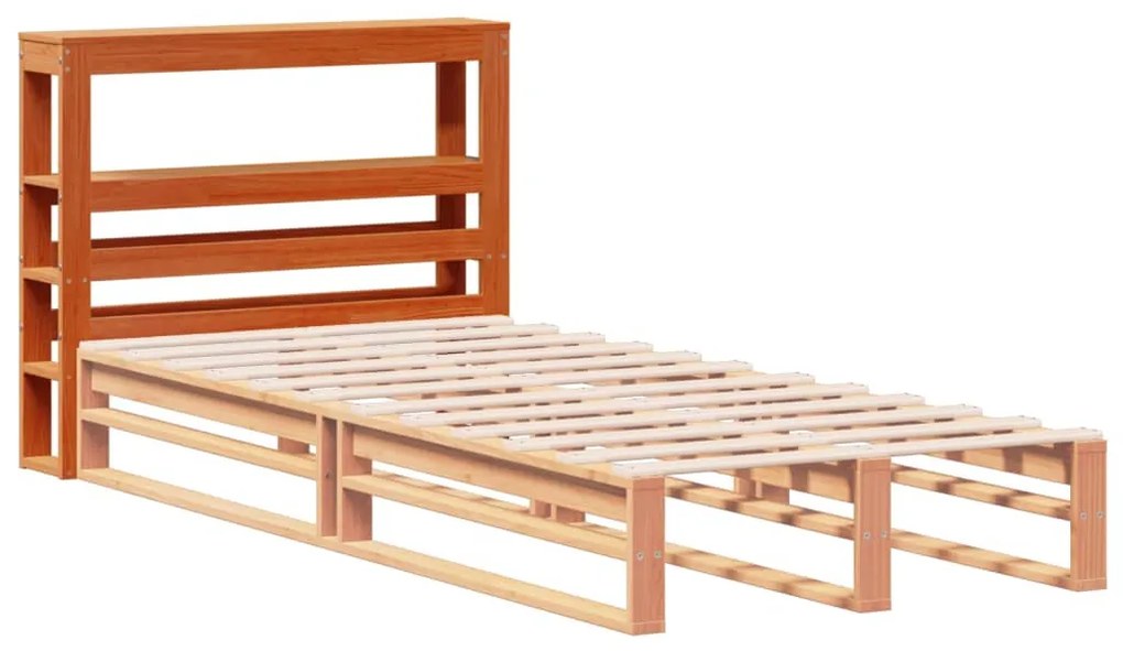 viaszbarna tömör fenyőfa fejtámla polcokkal 90 cm