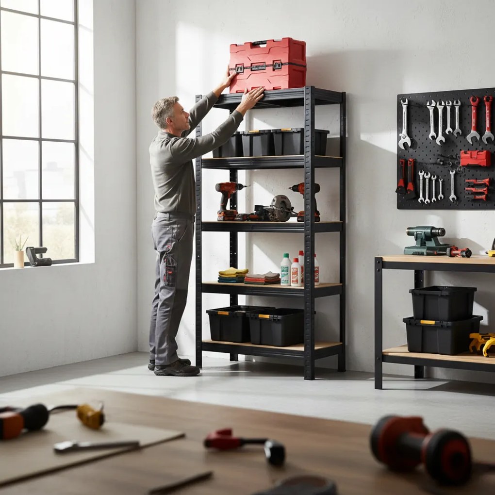 HEAVY nagy teherbírású polc, max 875kg, 90x40x180cm, fekete Jurhan