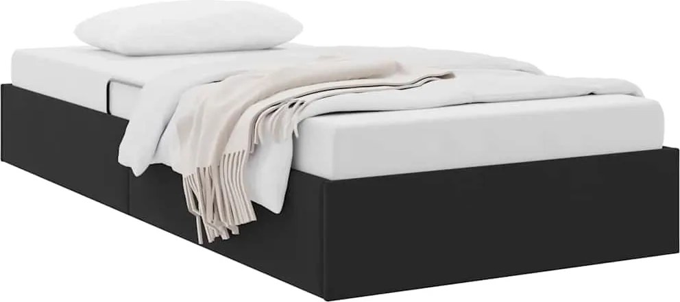vidaXL Tárolós Ágy fejtámlával tárolóval Fekete 90 x 200 cm Bársony