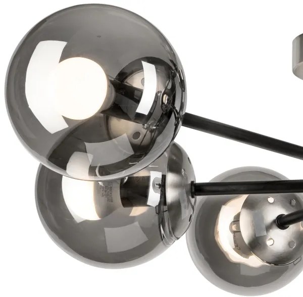 Felületre szerelhető csillár  MALENA 6xE14/5W/230V matt króm/füstös