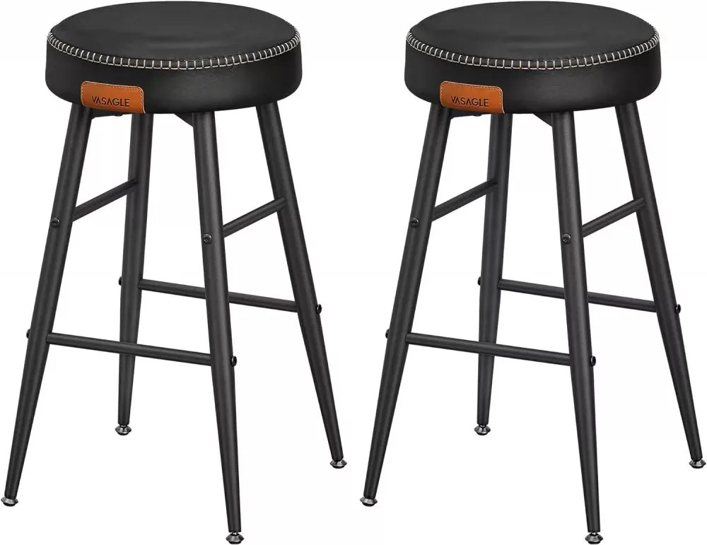 ECHO Bárszék 2 db, varrott műbőr borítás, 63 cm magas, fekete
