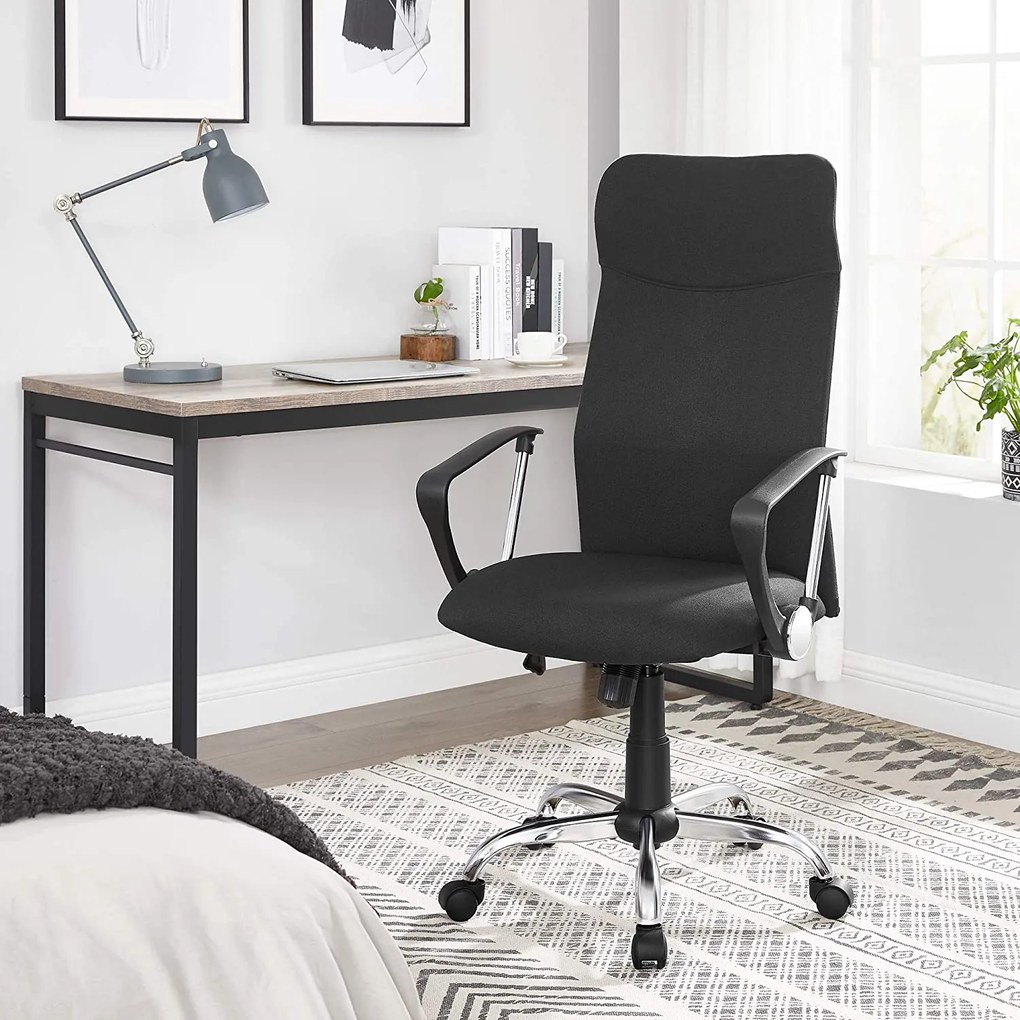 Ergonomikus irodai szék párnázott ülőfelülettel, állítható magassággal és hintafunkcióval, 120 kg teherbírással, fekete