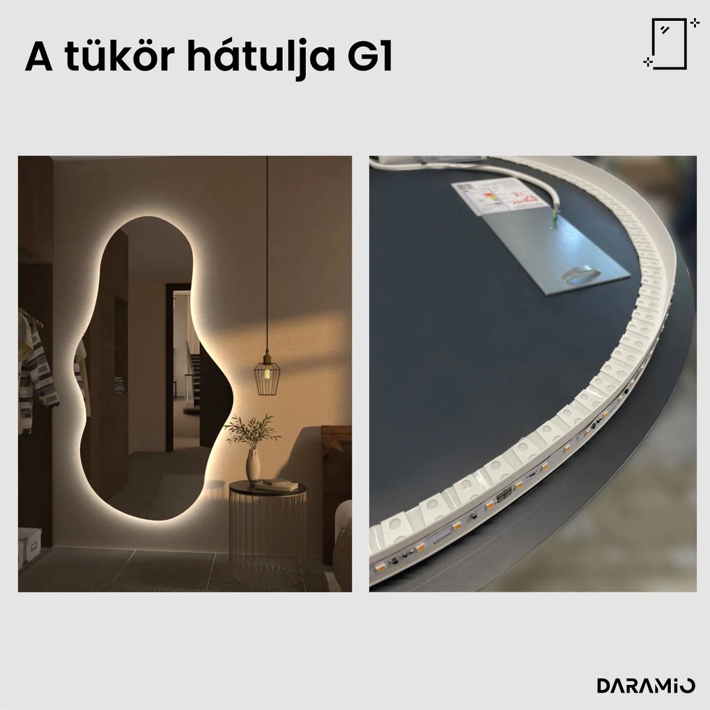 Aszimmetrikus tükör LED-világítással G1
