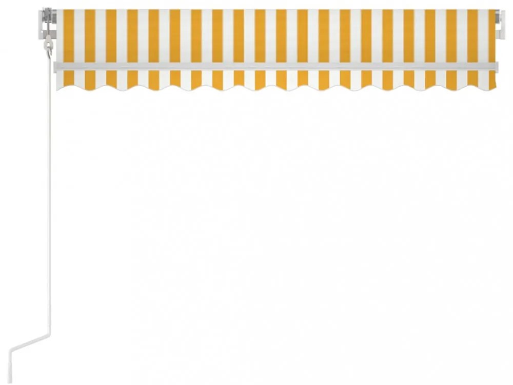 sárga és fehér kézzel kihúzható napellenző 350 x 250 cm