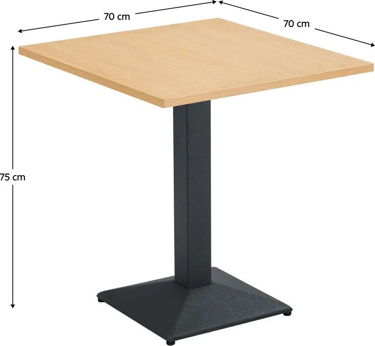 Bisztró asztal, tölgy/fekete, 70x70 cm, RINALDO TYP 1