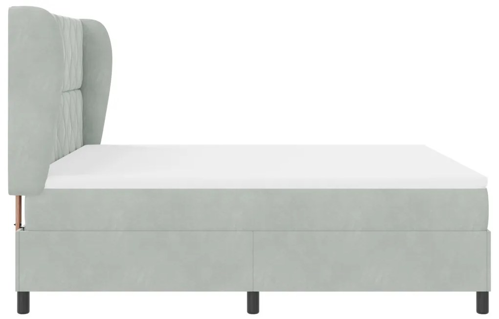 Boxspring Ágy Matrac Kép Szürke 180x200 cm Bársony