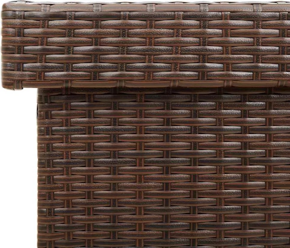 Barna Polyrattan Kerti Tárolóláda Kerekekkel 110X55X73 Cm