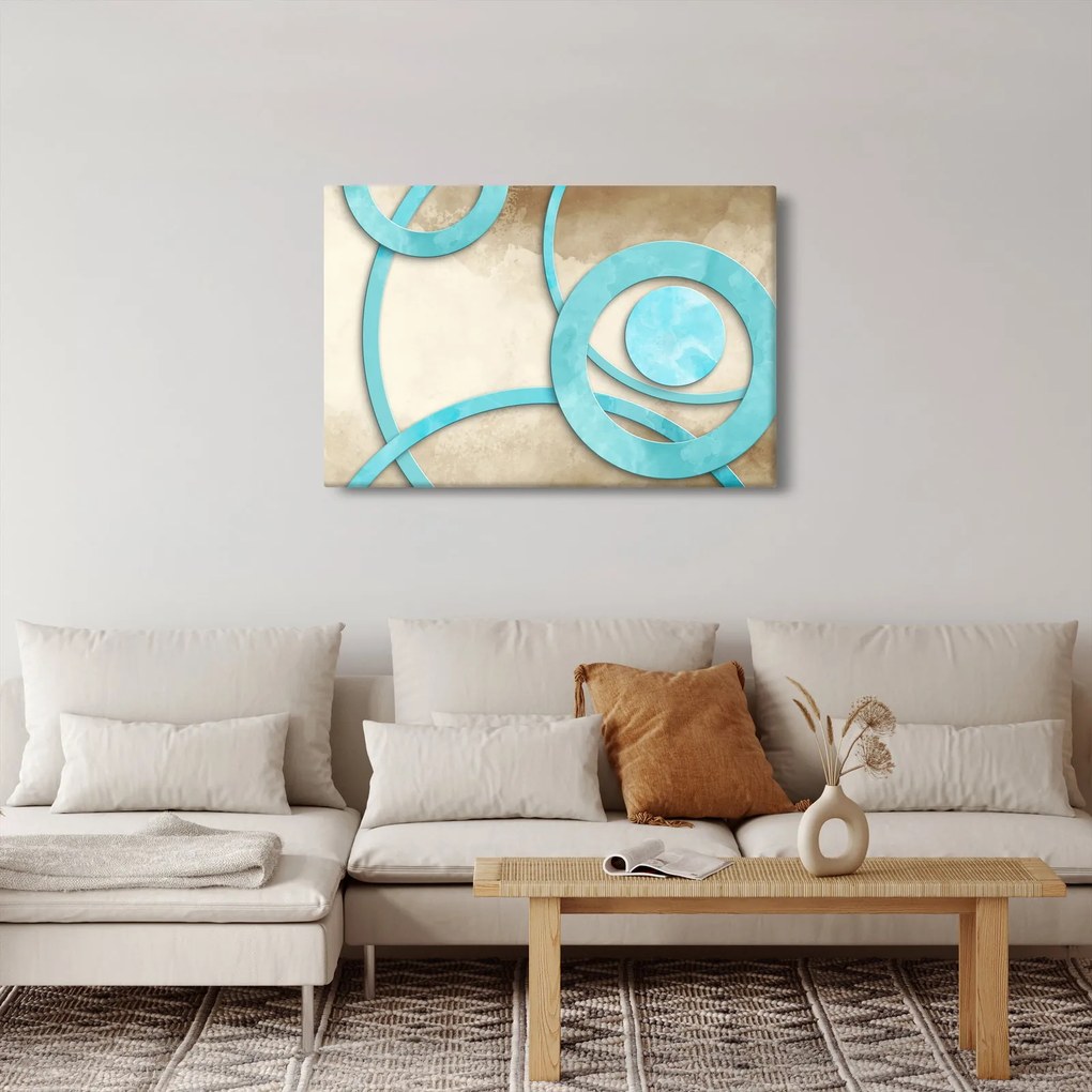 Kép - Kék körök akvarell (90x60 cm)