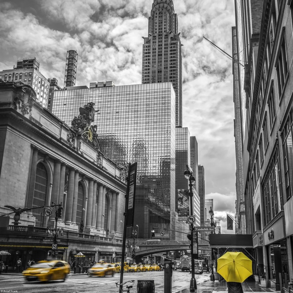 Poszter 30x30cm New York város alaprajza Chrysler 3 épülettel, Assaf Frank