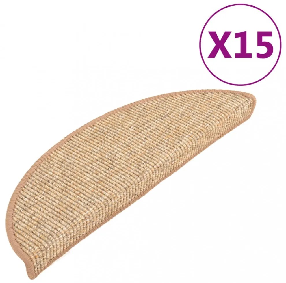 15 db világosbarna lépcsőszőnyeg 56x17x3 cm