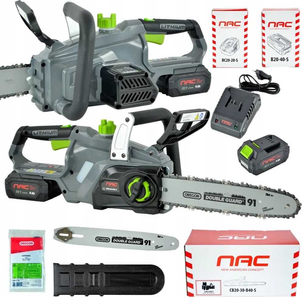 Akkumulátoros Láncfűrész Nac 20V 4AH Oregon 30CM CB20-30-B40-S