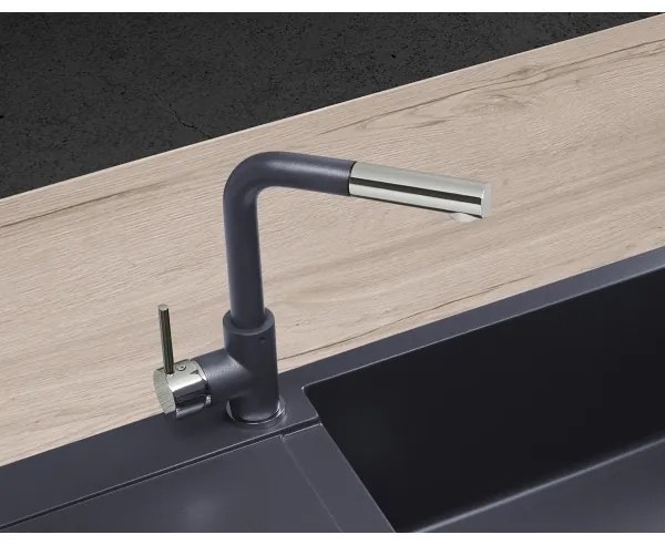 Concept BDG4527DG - mosogató csaptelep kihúzható zuhanyfejjel, 26,9 cm, gránit/sötétszürke