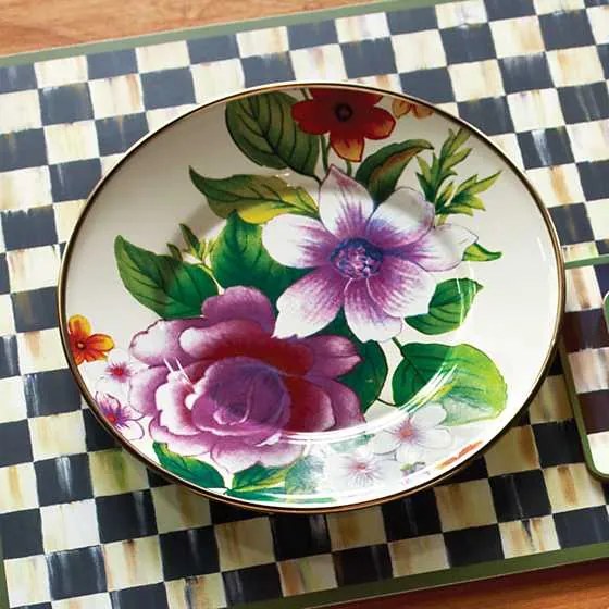 Zománcozott desszerttál "Flower Market" 20 cm, fehér - MacKenzie-Childs