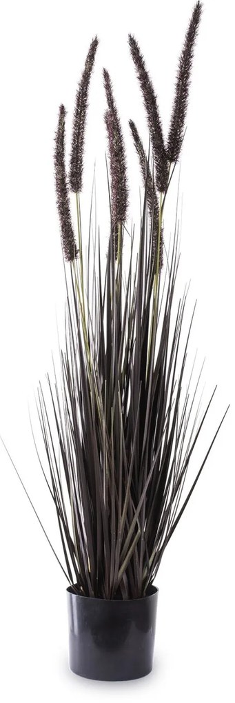 Fekete cserepes zöld művirág borókás virágzattal 90x30x30cm