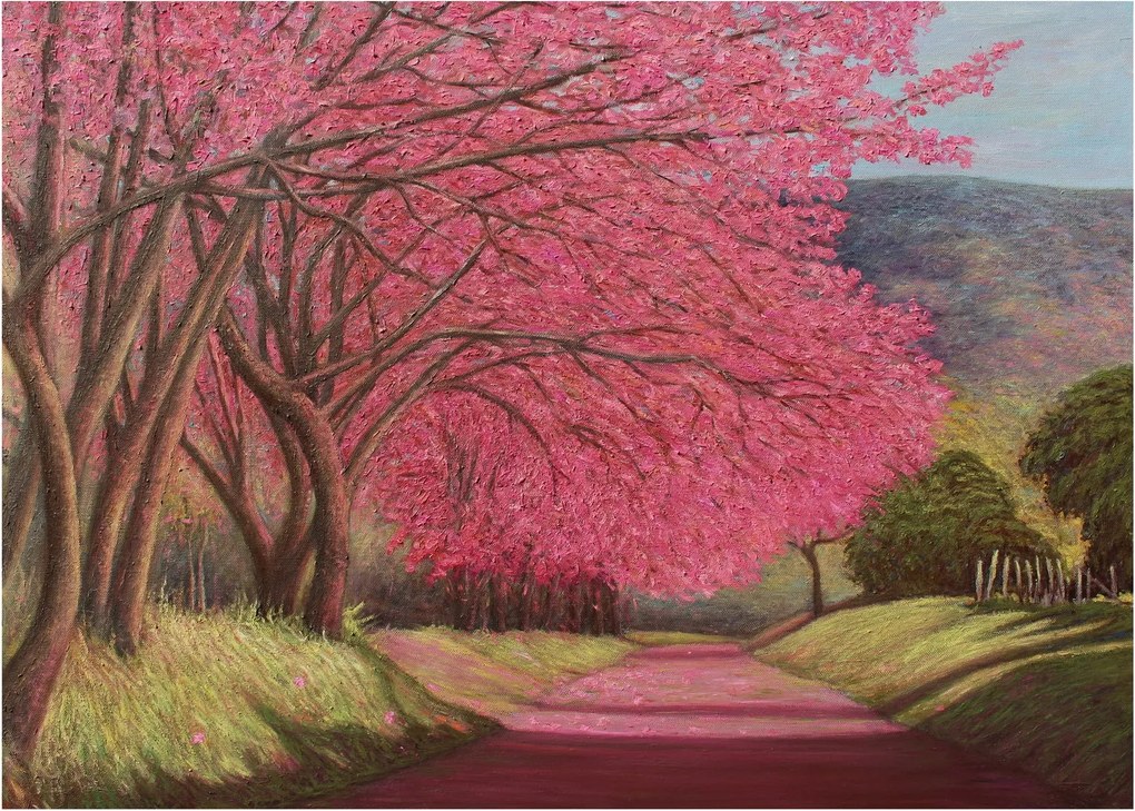 Virágzó fák képe (üvegen) (70x50 cm)