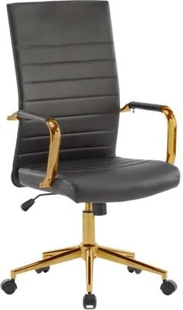 Irodai forgószék, textilbőr borítás, krómozott arany lábkereszt, Golden 6, fekete (BBSZV449)