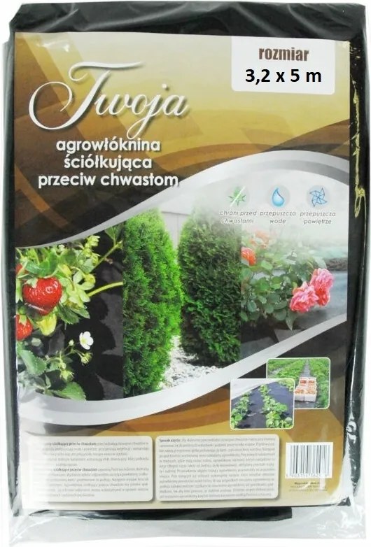 Fekete Nem Szőtt Mulcsozó Szövet Gyomok Ellen 16m²