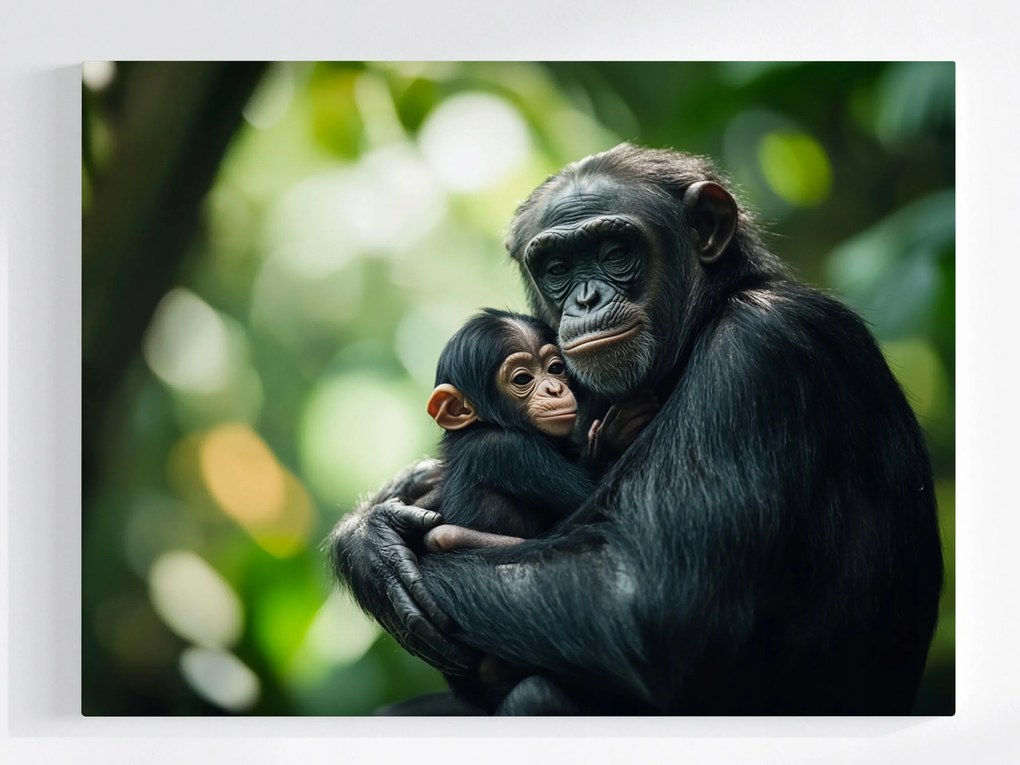 Poszter Állatok Állatvilág Majom Csimpánz Anya Gyermek 100x75
