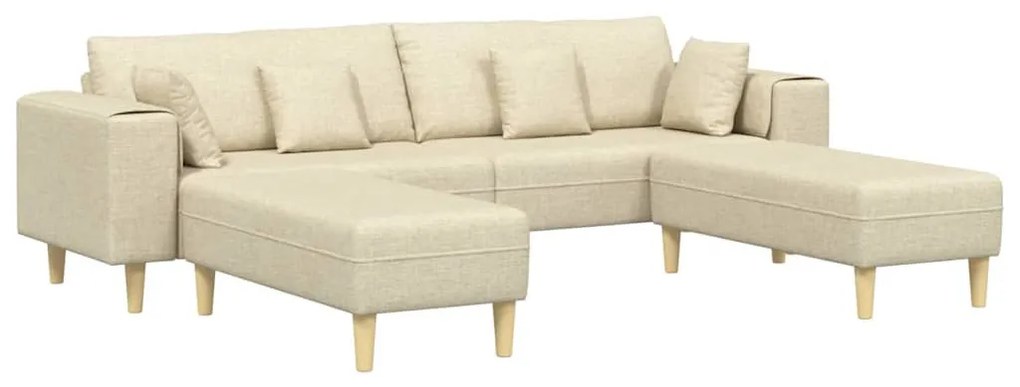 Szövet kanapé párnával 3 pcs Krém 208 cm szövet