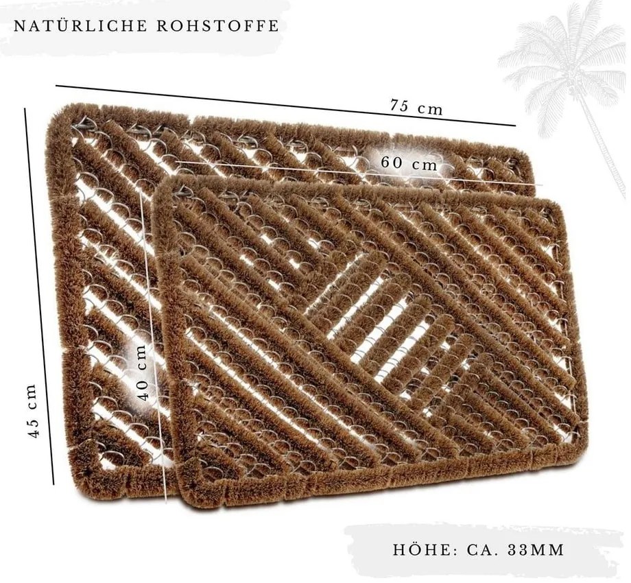 Kókuszrost lábtörlő 40x60 cm Coco Natural – Hanse Home