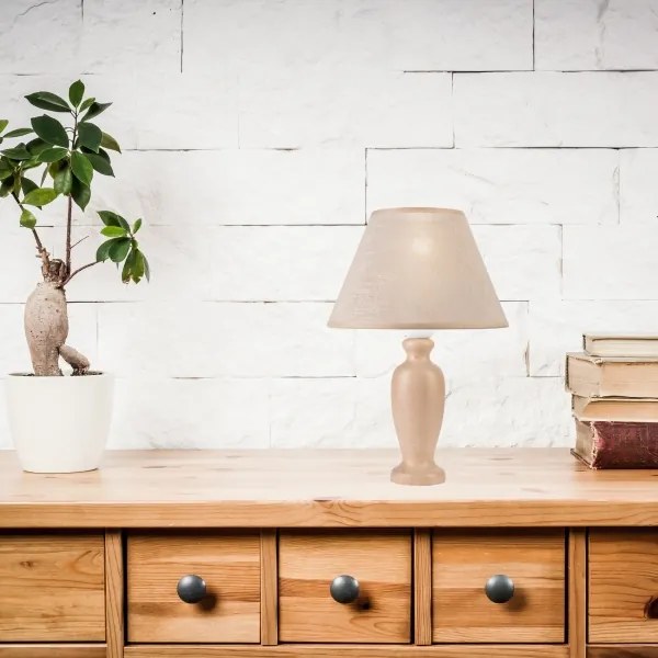 Asztali lámpa AMFORA 1xE27/60W/230V bézs/bükkfa