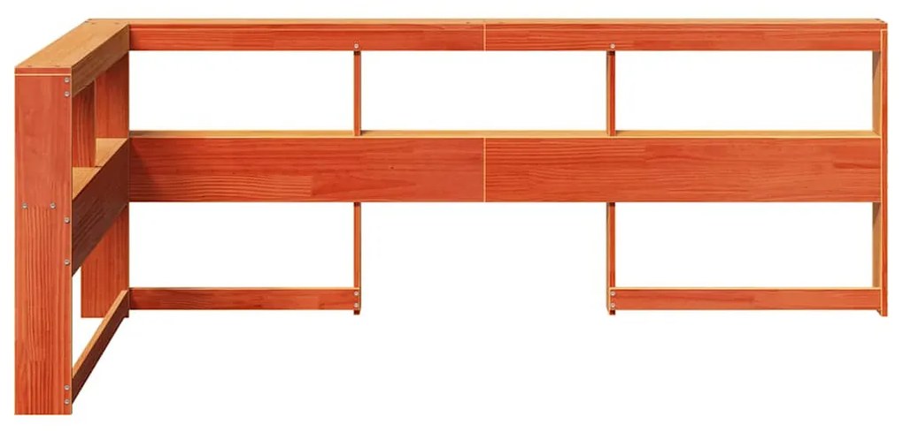 Könyvespolc fejtámla L-alakú viaszbarna 90 cm tömörfa fenyőfa